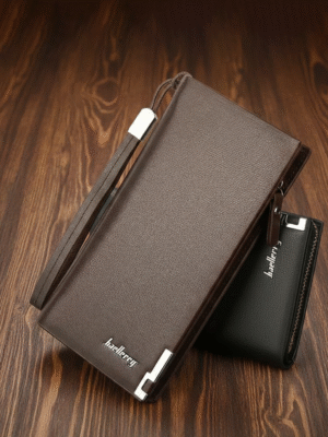 Men's Leather Plain Bifold Long Wallet