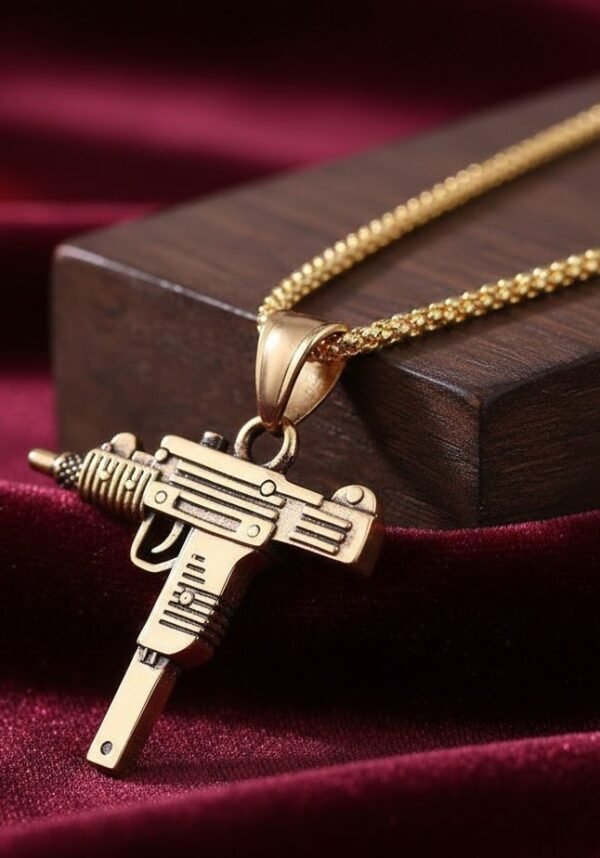 Army Style Gun Shaped Men Necklace~ Golden 3 MLT 002 Gol 1
