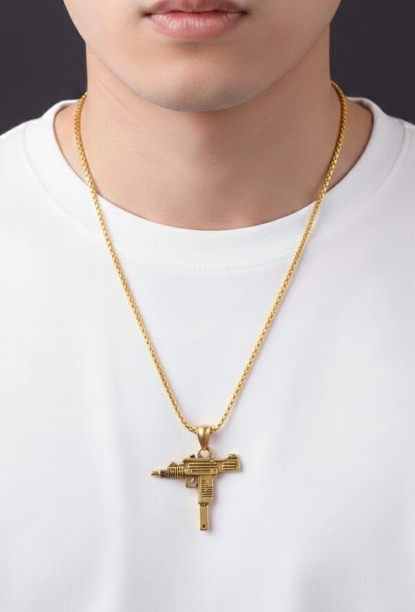Army Style Gun Shaped Men Necklace~ Golden 1 MLT 002 Gol 3