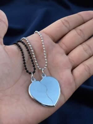 2 Pcs Stainless Steel Magnetic Heart Design Couple’s Pendant