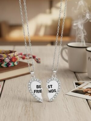 2 Pairs Best Friend Necklace – (Golden ~ Silver)