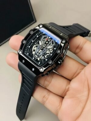 Richard Black Belt Skeleton Watch