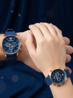 Stainless Steel Quartz Couple Watches – 2 Pcs Unisex Analogue Timepieces